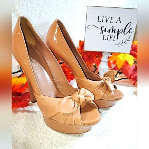 Yves Saint Laurent Paris Platform Heel Authentic Rive Gauche Lambskin Trim EUC - Picture 3 of 17